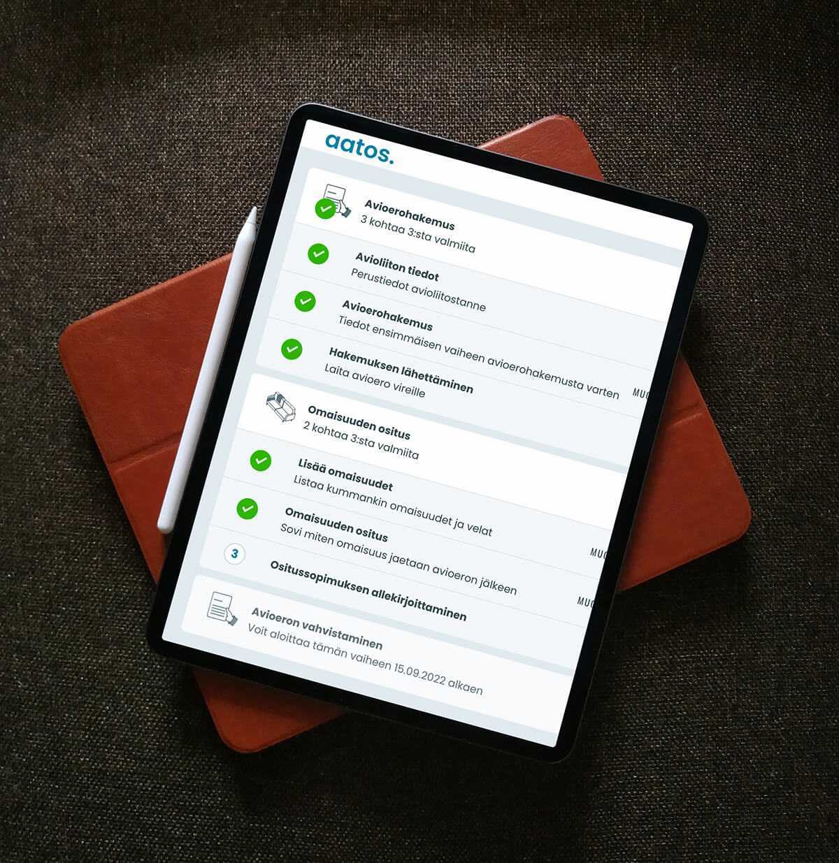 Aatoksen avioeropalvelun näkymä