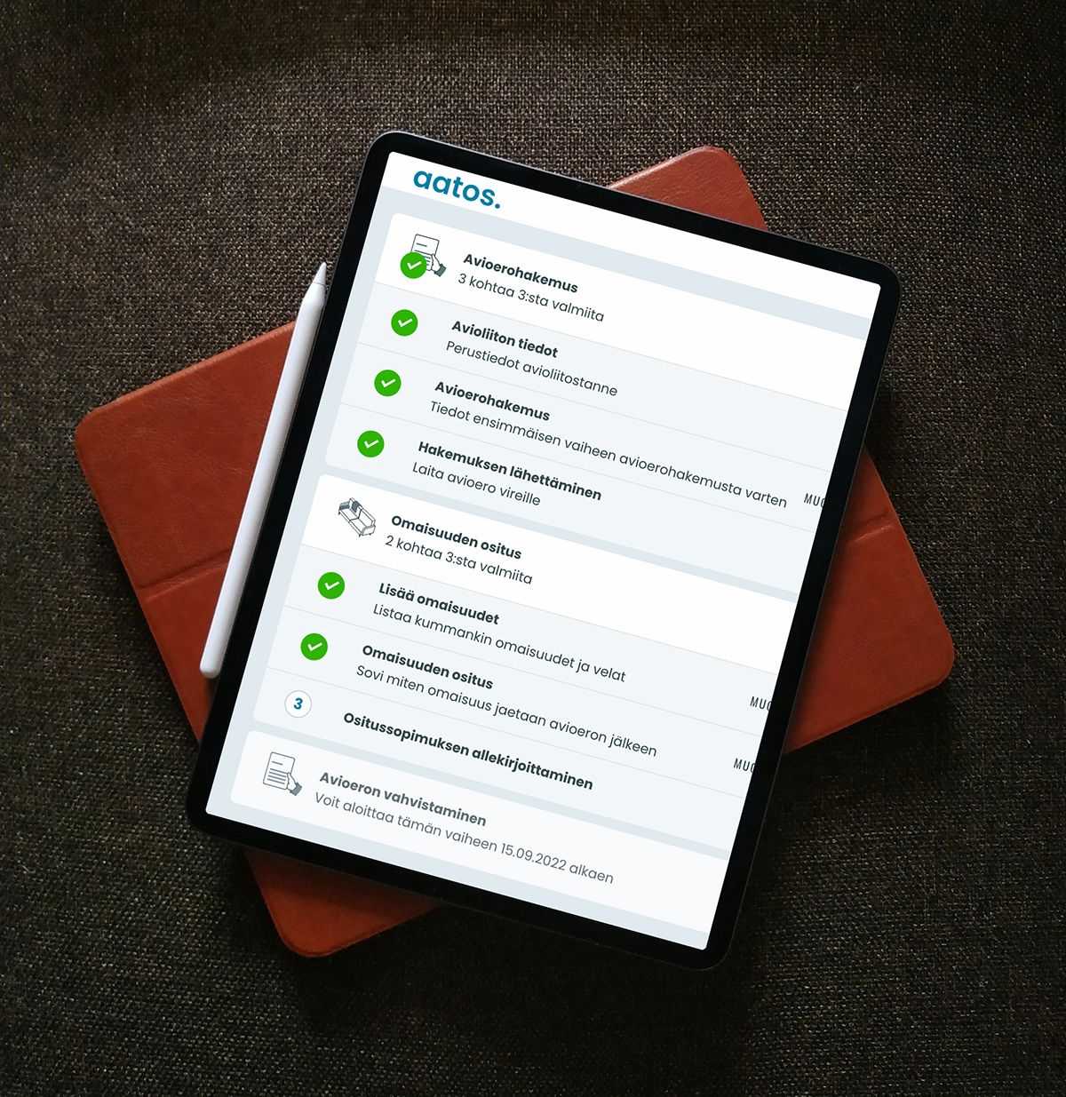 Näyttökuva: ositus osana avioeroa Aatoksessa