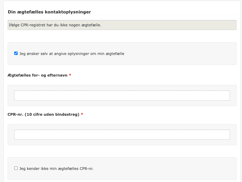 Din ægtefælles kontaktoplysninger