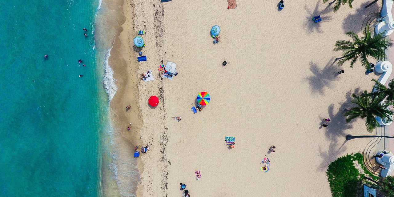An areal shot above a beach